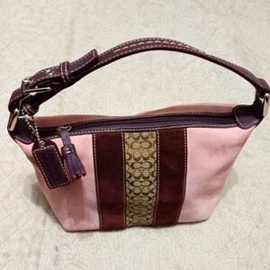 Coach pink signature mini bag pouch